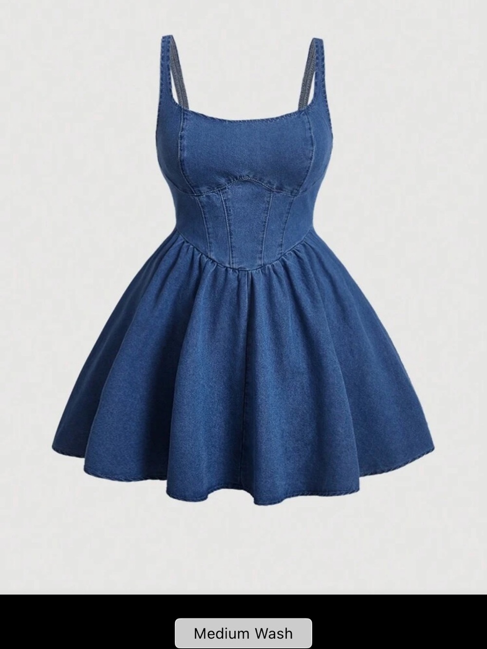 SHEIN Blue Denim Mini Dress with Fitted Bodice